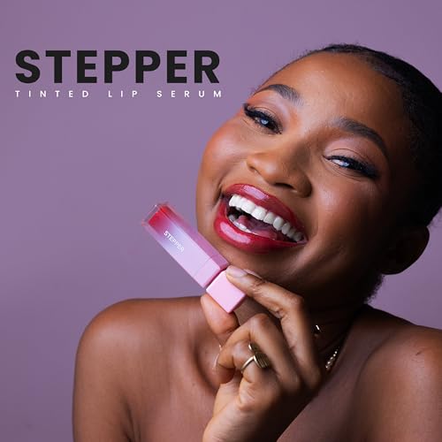 Tinted Lip Serum, Hydrating & Plumping Lip Gloss with Hyaluronic Acid, Vitamin E & Peppermint, Glossy Finish, Nourishing Lip Moisturizer, Stepper - 5 ml/0.17 fl oz