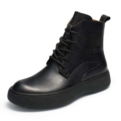 Image of Men's Business Casual Ankle Boots, Stylish Lace-Up Leather Dress Boots for Office and Daily Commute