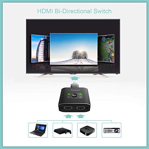 HDMI Switch 4K HDMI Splitter-Techole Aluminum Bi-Directional HDMI Switcher 2 Input 1 Output, HDMI Switch Splitter 2 x 1/1 x 2. No External Power Required, Support 4K 3D HD 1080P for Xbox PS4 Roku HDTV - Thumbnail 2