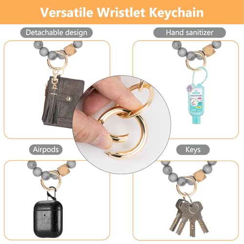 Image of KNGITRYI Wristlet Wallet for Women,RFID Keychain Wallet with Beaded Strap