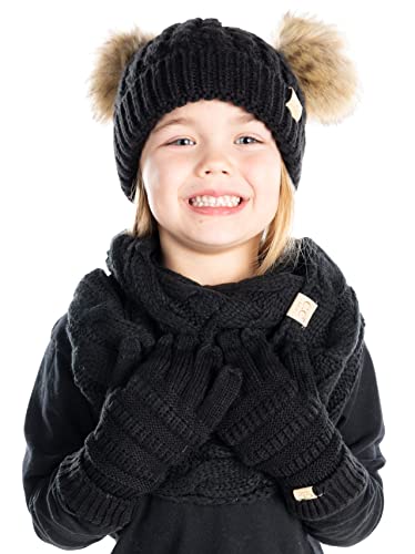 Image of Funky Junque Matching Sets Kids Beanie Hat Scarf Texting Gloves Bundle Girls Boys Toddler
