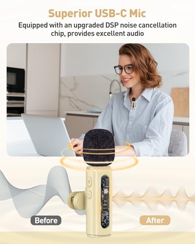 Image of USB C Lavalier Microphone Wireless Mini Mic for Type-C Android Phone /Tablet /PC Video Recording Clip-on Mics with Rotatable Clip&Denoise Recording, Ideal for Vlog Tiktok Youtube Content Creator, Beige