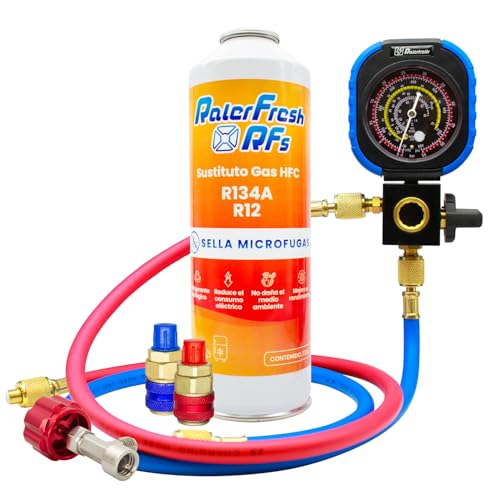 Gas Refrigerante Organico para Aire Acondicionado Coche Ralerfresh RFs Equivalente a 650gr sustituto de los Gases R134a y R12 (RFs + Manometro RF31)