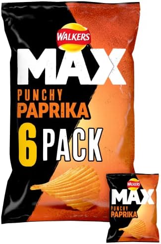 Walkers Max Punchy Paprika Multipack Crisps 6x27g