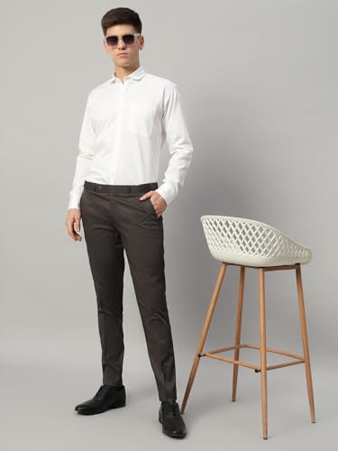 Image of Vogaan Formal Pant with Expandable Waist for Men | Men's Cotton Regular Fit Flat Front Pant for Party and Casual Wear