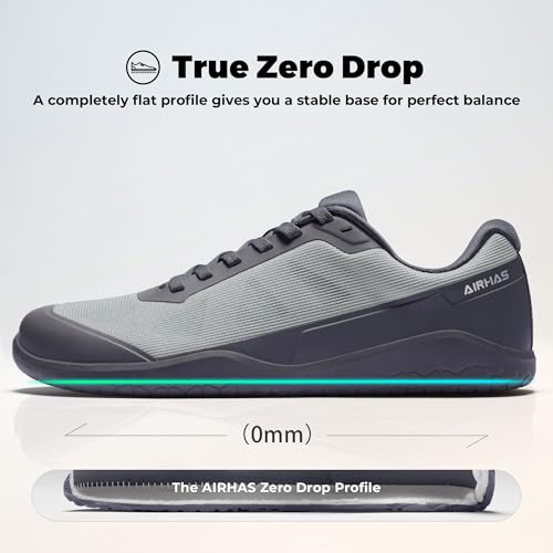 Image of AIRHAS Men's Barefoot Training Shoes Zero Drop Minimalist Sneakers Anatomical Toe Design for Weightlifting and Fitness