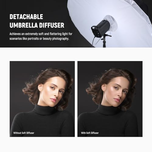 Image of NEEWER 65 inch /165cm Parabolic Reflective Umbrella Photography with Silver Inner, Soft Lighting with Diffuser Cover, Bag, Quick Fold for Camera Photo Studio Video Light Shooting Monolight Flash, NS3U