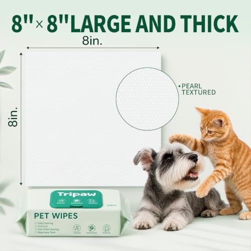Image of 100 Count Pet Wipes, Plant-Based Hypoallergenic Pet Cleaning Wipes