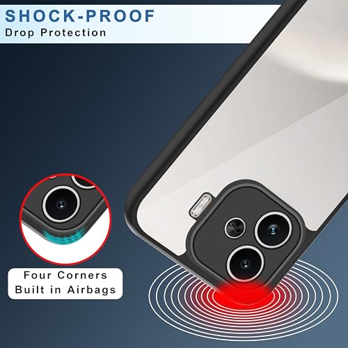 Image of CEDO Backcover for iQOO Neo 10R (5G) | Camera Protection Bump Shockproof Edge | Ultra Hybrid Transparent Acrylic Clear TPU+PC Hard Backcase Cover (Black)