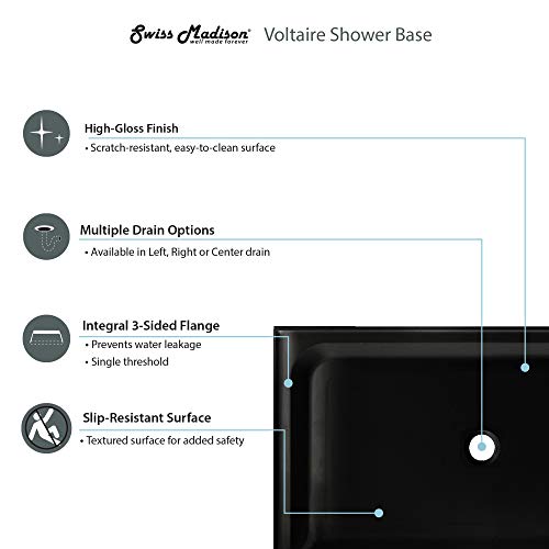 Swiss Madison Well Made Forever Sm-Sb531 Voltaire Shower Base, 60" X 32", Black #TOP3