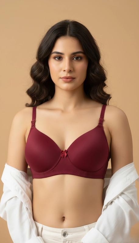 Image of Women's Lycra Lightly Padded Full Coverage Wirefree T-Shirt Bra Combo Pack of 2