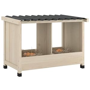 Chicken Nesting Box, 2 Holes Wooden Nesting Box, Hens-Wall Mounted or Floor Use, Chicken Coop Accessorie with PVC Roofing, Preventing Egg Falls, Easy to Assemble, Backyard and Farms