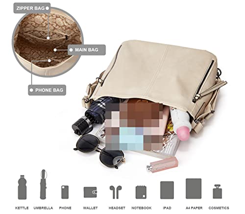 Bolso Hobo Tote para Mujer, Bandolera Retro de PU, con Cartera y Mochila – 3 Piezas miniatura 6