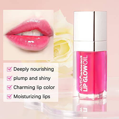 Hydrating Lip Oil Plumping Lip Gloss, Crystal Jelly Moisturizing Lip Oil Tinted Lip Polished Lips Oil Shine Tinted Lip Balm, Long Lasting Transparent Lip Balm Care Stick (05PINK) - Image 4