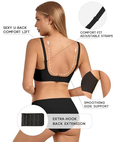 Women's Jelly Comfort No Underwire Bra - Scalloped Wireless Full Coverage with Push Up Lift, Seamless T-Shirt Bra - Image 4