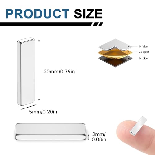 Image of Powerful Neodymium Bar Magnets, 50 Pack Heavy Duty Magnet, 20x5x2mm