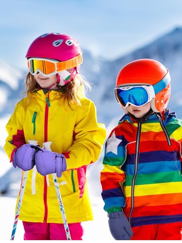 Image of SATINIOR Kids Snow Mittens Waterproof Winter Ski Gloves Warm Thicken Snow Gloves for Girls Boys
