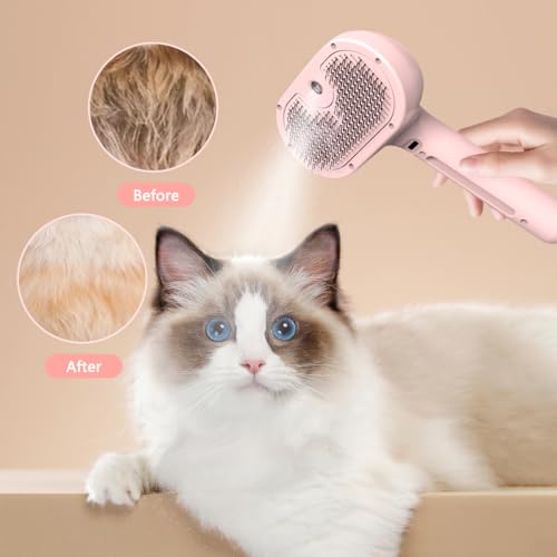 Lunriwis Cat Steam Brush,Long Short Haired Cats steam cat brush, Steam Pet Grooming Cat Brush Easy to Clean - Image 4