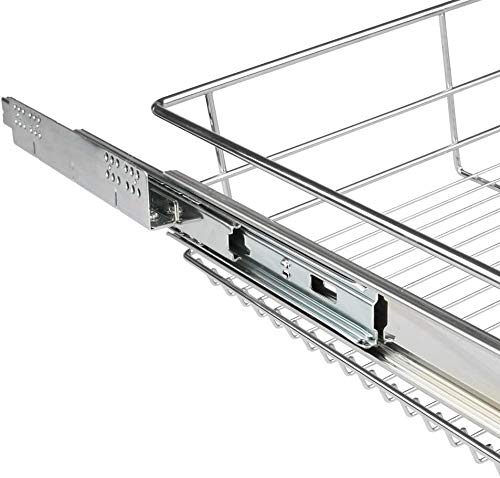Jago® Telescopische keukenlade, 4-delig, voor kast 60 cm, belastbaar tot 20 kg, inclusief rails, uittrekbare opbergmand