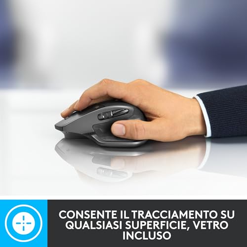 MX Master 2S wireless mouse Bluetooth Edition, multistrato, scorrimento veloce, ergonomico, ricaricabile, collega fino a 3 computer Mac/PC, Grafite - Mouse gaming - Immagine 2