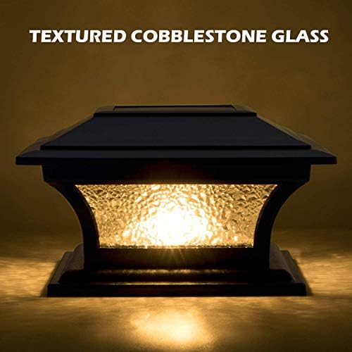 Siedinlar Solar Lights Outdoor Garden Solar Glass Post Lights with 2 Light Modes, Waterproof Landscape Fence Post Cap Lamp for 4x4 5x5 6x6 Posts Patio Garden Decoration (Warm & Cool Light)
