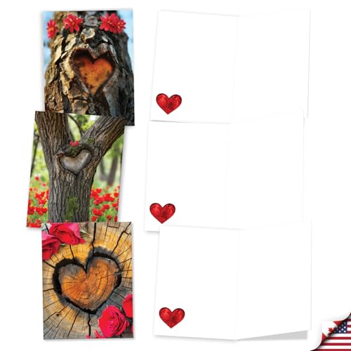 Image of The Best Card Company 20 Assorted Blank Notecards Box Set 4 x 5.12 Inch with Envelopes (10 Designs, 2 Each) Heartful Trees AM10542OCB-B2x10
