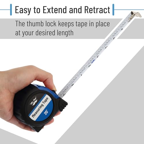 Mr. Pen 25-Foot Dark Blue Steel Tape Measure, Easy Read, Locking Mechanism, Ideal for Construction & DIY Projects