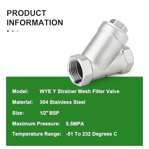 TAISHER 1 Stück 304 Edelstahl 1/2\BSP Weiblich WYE Y Schmutzfänger Mesh Filter Ventil CF8 WOG