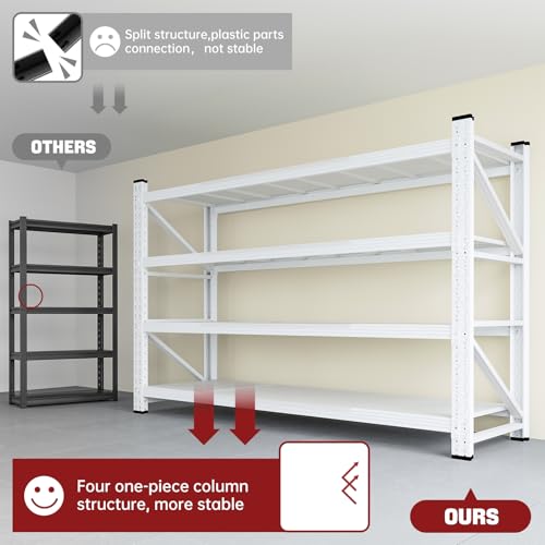 Image of RAVIGIN 5000LBS Storage Shelves,71 inch W Garage Shelving Heavy Duty Metal Adjustable Garage Shelves, Shelving Units Industrial Shelving for Warehouse,71 inch W x 24 inch D x 69 inch H,White