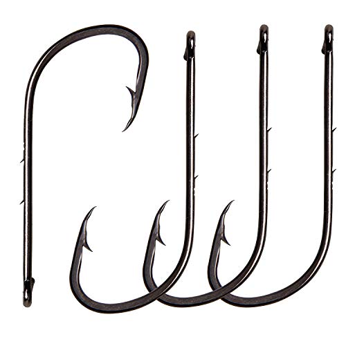 Baitholder Fishing Hooks Long Shank Beak Bait Holder Hooks Black Offset Jig Fishing Hooks with 2 Barbs,Size:4#-6/0 (2#-50PCS)