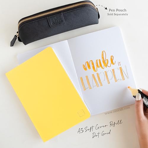 Image of NEORAH - A5 Dotgrid Notebook SOFT COVER | JOURNAL REFILL | Dotted notebook Journal | 110 GSM | 160 pages (Size 21 cm x 14.8 cm) Planner Journaling Writing Note Taking Diary, Travellers Journal- YELLOW