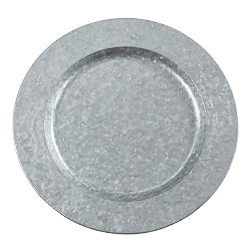 Platos decorativos metálicos galvanizados, redondos 13 pulg, pack 4 miniatura 2