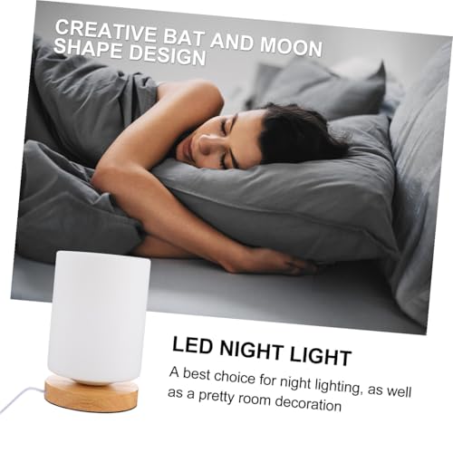 Lámpara de Mesa de Noche LED SHINEOFI Cilíndrica Madera USB miniatura 7