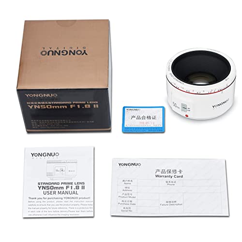 Yongnuo Yn50Mm F1.8 Ii,Full Frame Auto Focus Lens For Canon Eos Ef Mount Digital Slr Cameras,White #TOP6