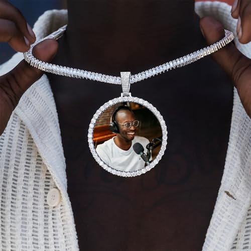 Personalized Big Circle Chain Custom Chain for Men Women 18K Plated with Cubic Zirconia Name Picture Necklace Personalized Photo Hip-pop Pendant4