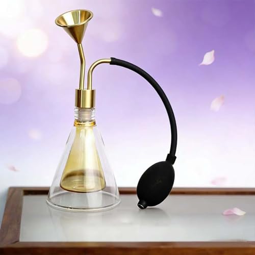 90ml Clear Glass Perfume Bottles, Empty Brass Scent Smelling Jars, Wine Coffee Fragrance Essential Oil Sample Display Bottle for Home Shop Perfume Testing (Flared Style -D)