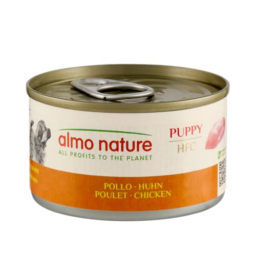 Almo Nature HFC Puppy - Alimento Umido per Cuccioli - Pollo - Qualità Human Grade, Senza Glutine, Monoproteico - 95g, Confezione da 24
