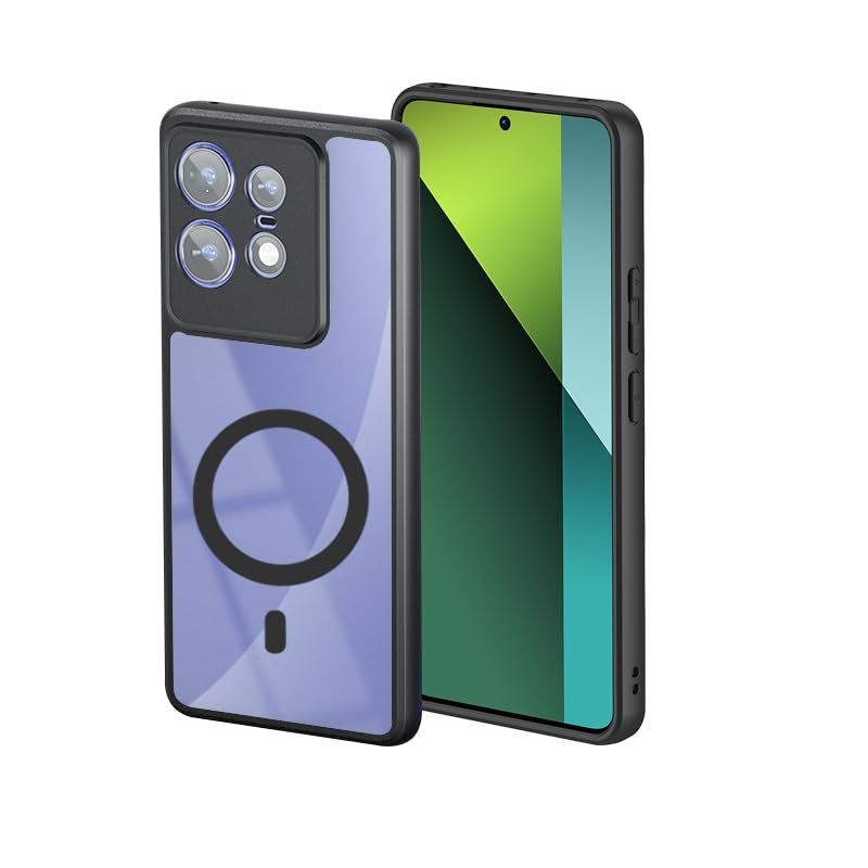 Image of For Motorola Moto Edge 50 Pro /50S Pro Case Transparent Design Shockproof Scratch Resistant Back Magnetic Compatible MagSafe Matte Case US Military MIL Certified Hybrid TPU Bumper PC Micro Dots No