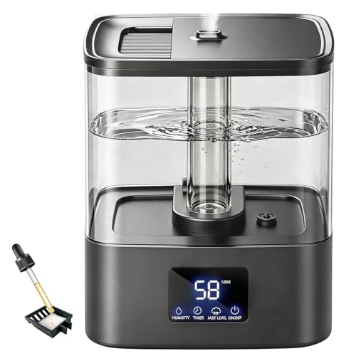 KZF 4L Top Fill Humidifiers for Bedroom & 40H Runtime - Cool Mist Humidifier, 3 Mist Levels, 8H...