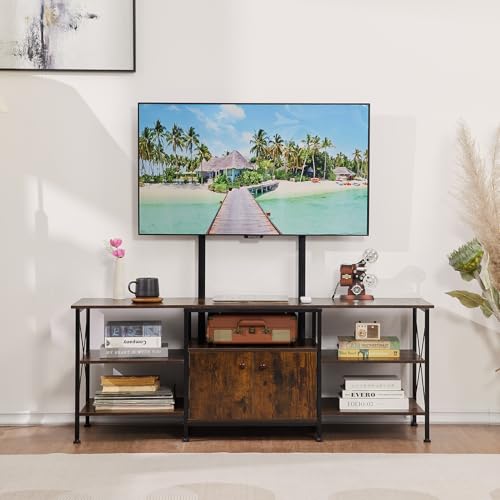 El Mejor Listado de Centro de Tv Top 5. 50 YOMYM Soporte de TV con Gabinete de Almacenamiento, Mueble TV with Stand para Televisor de 45 a 75 Pulgadas, Mueble de TV Abierto de 3 Niveles, Centro de Entretenimiento para TV