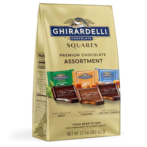 Image of GHIRARDELLI Premium Chocolate Assortment SQUARES, 12.7 oz Bag Premium Individually Wrapped Milk and Dark Chocolates