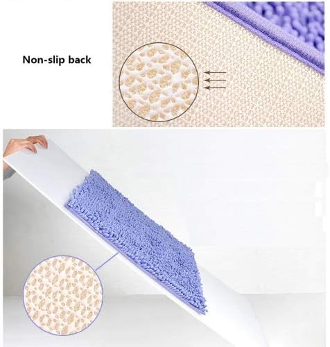 Eleoption Soft Shag Bath Mat Rug Kitchen Rug Door Way Feet Mat Anti-slip Strip Absorbent Doormat Bathroom Shower Rugs Shaggy Carpet (45 * 70 CM) (Blood Purple) - Image 3