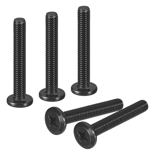 sourcing map 20 viti a testa rotonda piatta M6-1,0 x 40 mm, viti a testa piatta a testa tonda in acciaio inossidabile 304, viti a testa svasata Phillips, filettatura completa, ossido nero