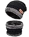 Petrunup Inverno Unisex Cadente per Sciare sulla Neve Beanie Cappello E Collo Caldo Sciarpa Due Pezzi per Donna Uomo Nero