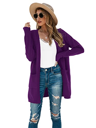 Image of TASAMO Cardigan Sweaters for Women Long Sleeve Open Front Casual Knit Fall Coat Oversized Soft Outwear with Pockets