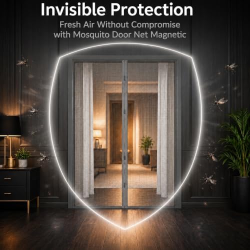 Image of Polyester Magnetic Mosquito Net for Door 210 * 100cm | Mosquito Curtain for All Types & Sizes Door Nets for Mosquitoes Auto-Closing Insect Screen to Keep Mosquitoes Out Black (1, Grey, 200 * 100cm)