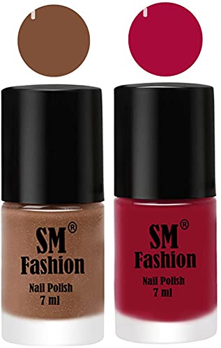 Image of Long Lasting Nail Polish | Nail Paint Combo 7 ml Each) - Set of 2 Tan-Raspberry