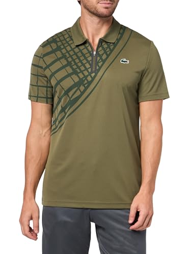 Lacoste Men's Sport Ultra-Dry Printed Slim Fit Tennis Polo, Olive, 3X-Large