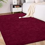 FVVRAX 140x200cm Burgundy Red Shaggy Rug – Soft Fluffy Area Rug for Living Room & Bedroom, Non-Slip Plush Carpet for Kids, Nursery, Dorm, Machine Washable Large Floor Mat