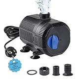 EXLECO Teichpumpe Filterpumpe 2700L/H Wasserpumpe Bachlaufpumpe Springbrunnenpumpe mit Filter 45W Aquariumpumpe Fontänenpumpe Pumpe zum Anschluss an Bachlauffilter 10M Kabel 2 Düse für Garten Teich